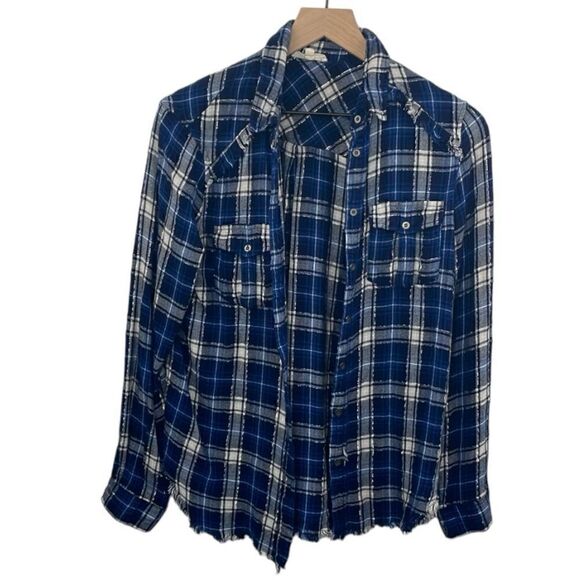 Jane and Delancey Western Fringe detail with sparkle thread Plaid Long sleeve M - Picture 1 of 12